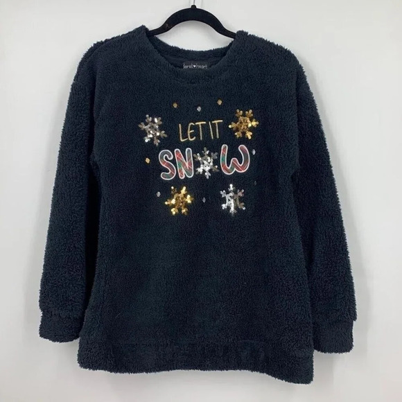 Derek‎ Heart Women's Christmas Holiday Let It Snow Long Sleeve Tunic Size L NWT - Picture 1 of 10